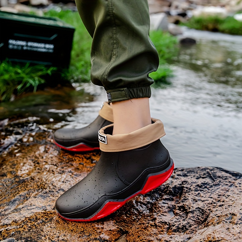 Mens Stylish Ankle Rain Boots Non Slip Wear Resistant Waterproof
