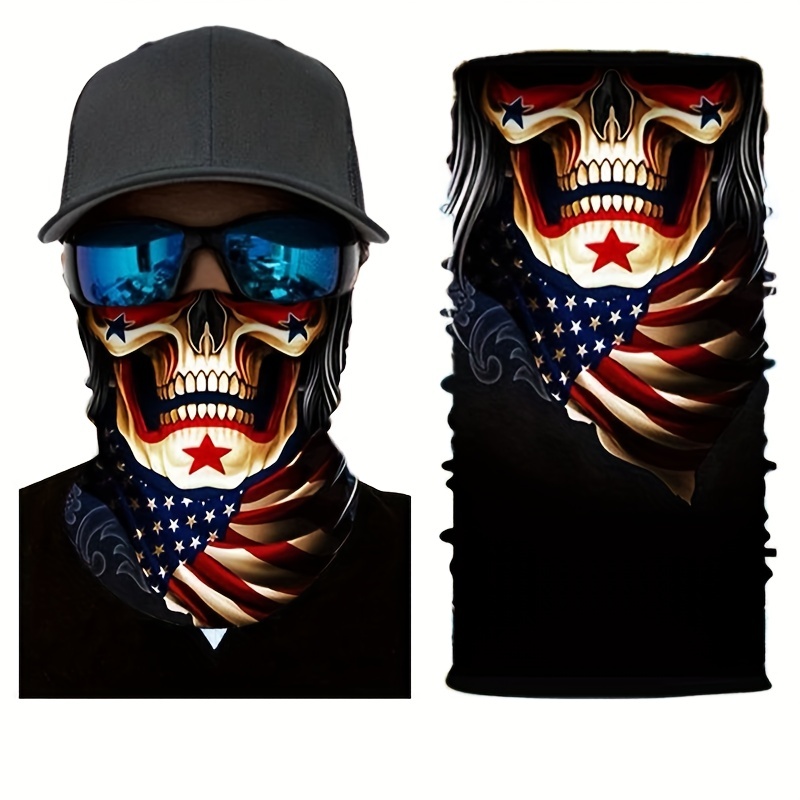 S23 Party 3D Print Face Mask, Men's Cycling Outdoor Skull Bandana Ski Magic Cold Protection Universal Scarf for All,Temu