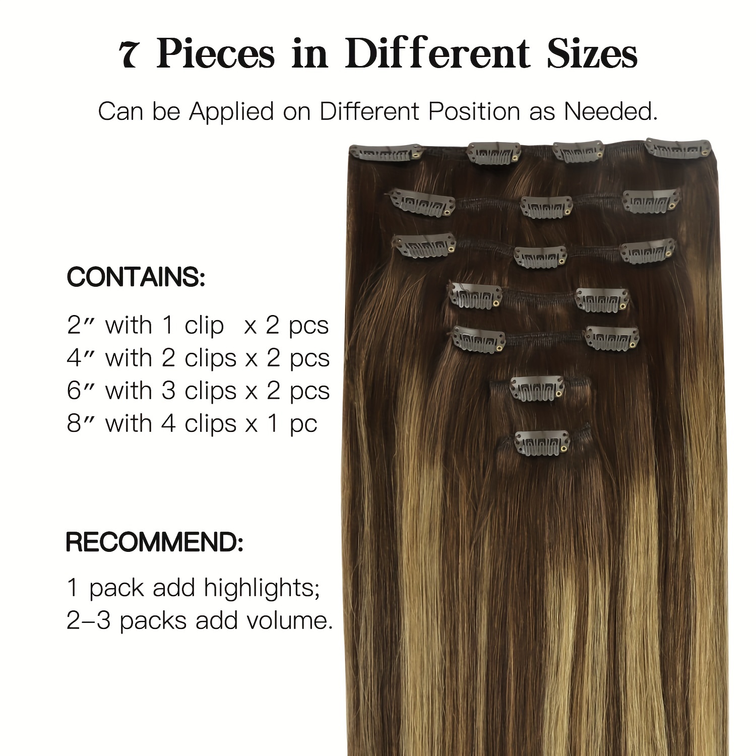 how to put in 7 piece clip in hair extensions