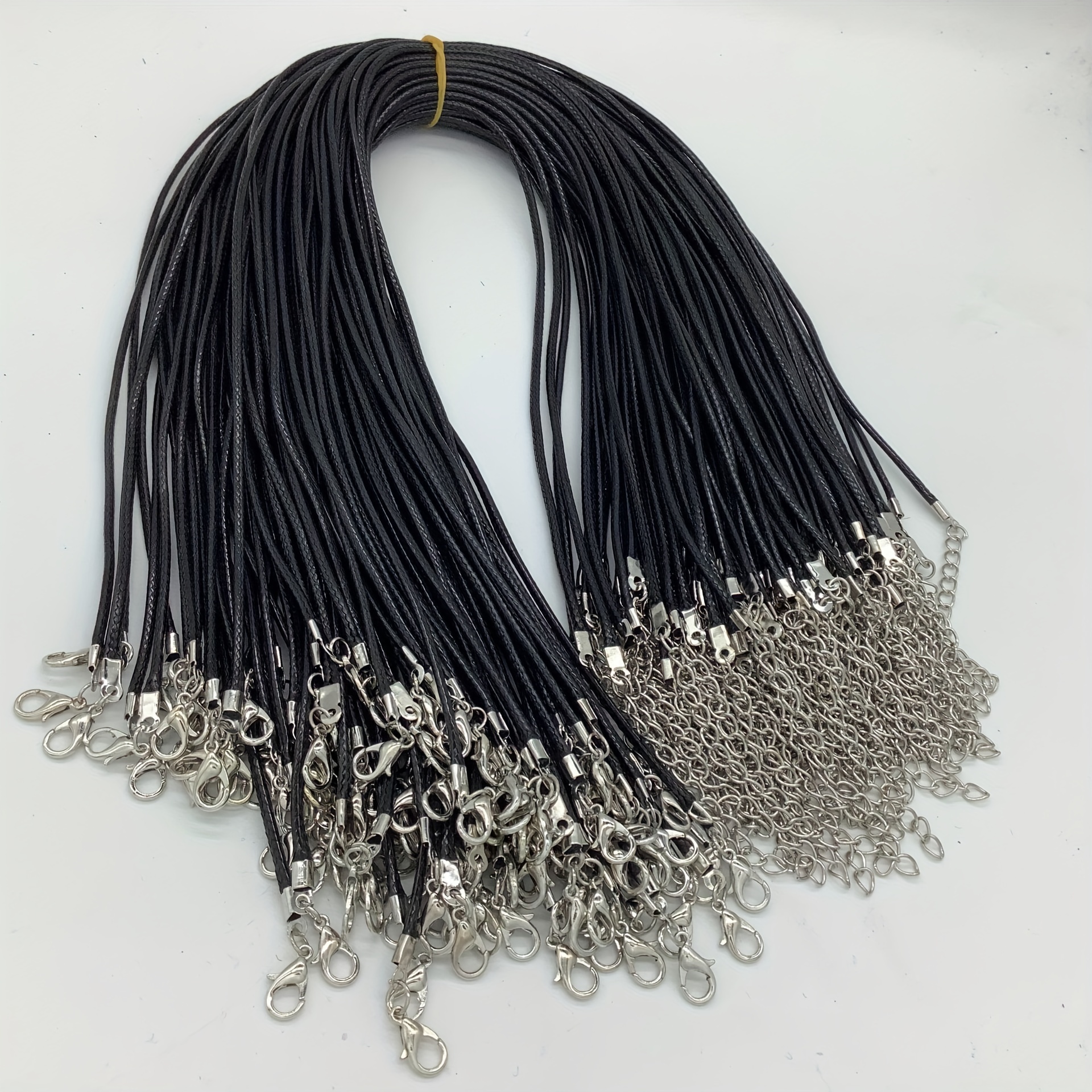 5pcs 1.5mm Waxed Necklace Cord With Various Pendants & Pu Leather