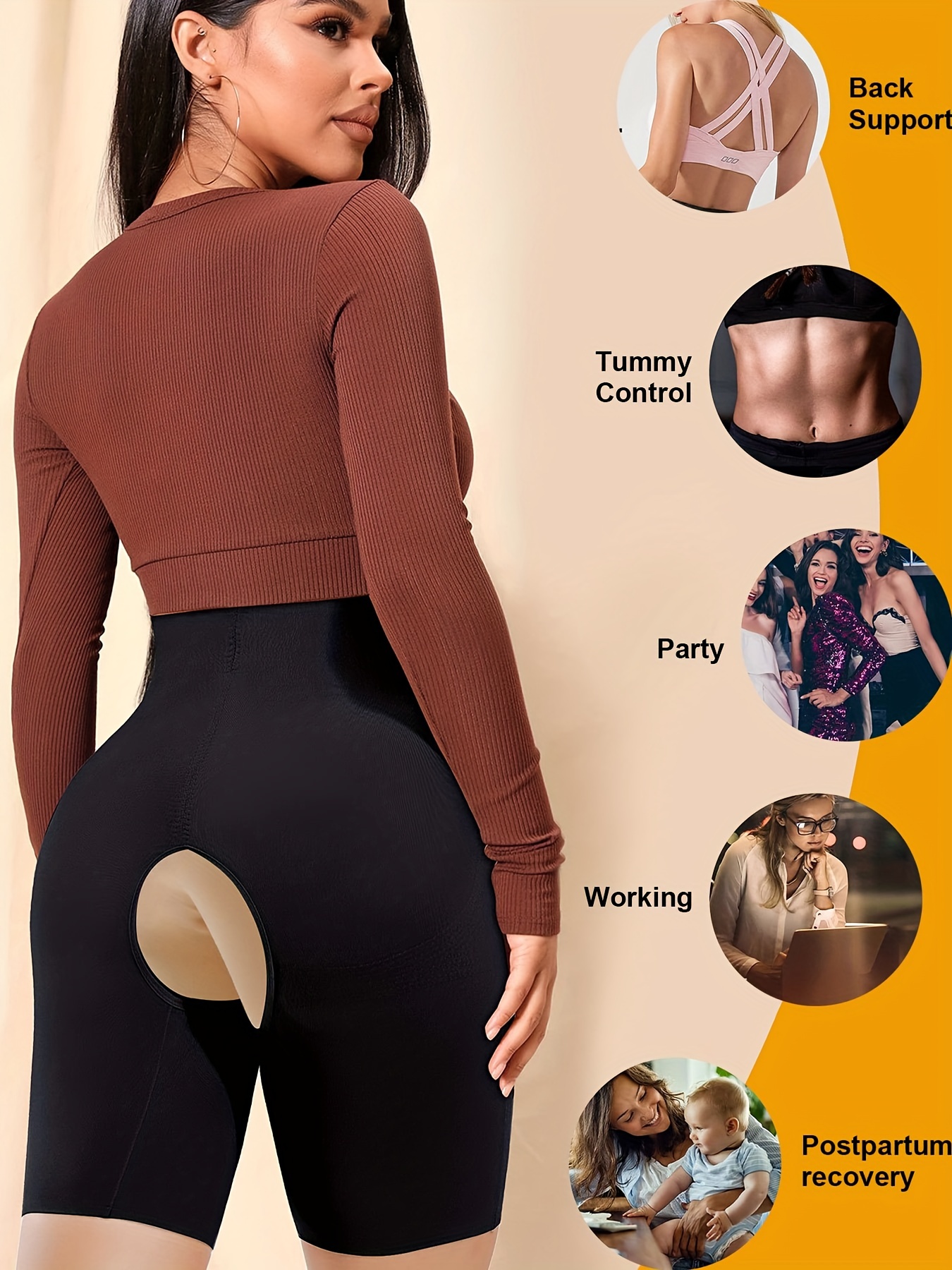 Contrast Mesh Tight Bodysuit Tummy Control Butt Lifting Open - Temu Canada