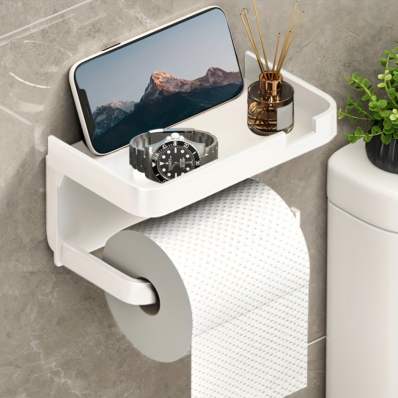 Wall Mounted Toilet Paper Storage Rack Mobile Phone Holder - Temu