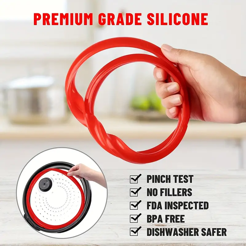 3pcs Silicone Sealing Ring 8 qt for Instant Pot Sealing Ring 8 Quart, InstaPot Gasket 8qt, Replacement Rubber Seals, Food-grade Silicone Insta Pot
