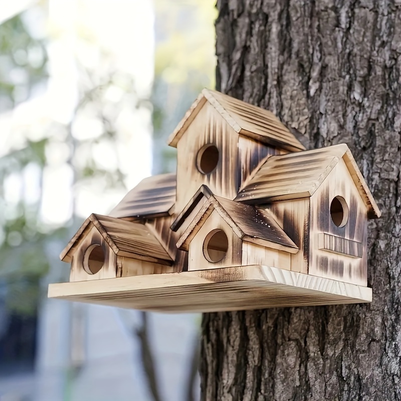 Bird House for Outside - Natural Bird House Handmade Wooden Bird