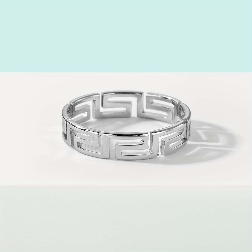 Men's Stainless Steel Geometric Pattern Stacking Rings