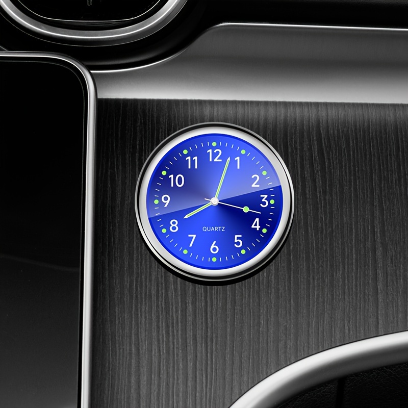 1pc Glow Decorative Clock Car Clock Mini Quartz Analog Car Dashboard Time Stick-On Clock Watch For Car Decoration Exclusive For High-end Cars