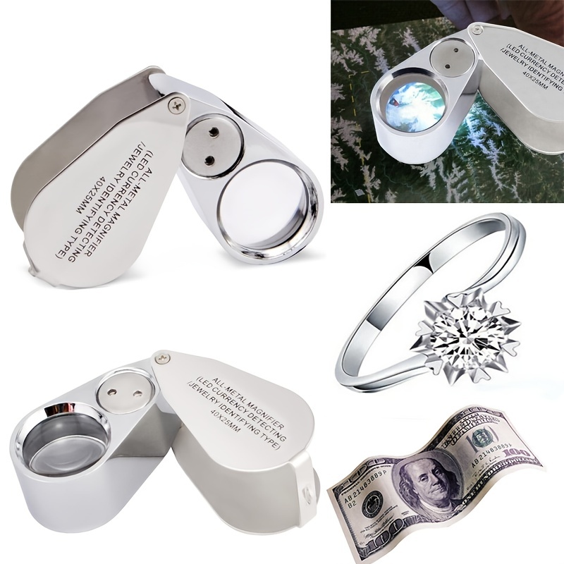 40x Metal Illuminated Jewellers Loupe Jewelry Magnifying Loupe Foldable  Pocket Jewelry Magnifier With Led And Uv Light For Jewelry And Currency  Inspec