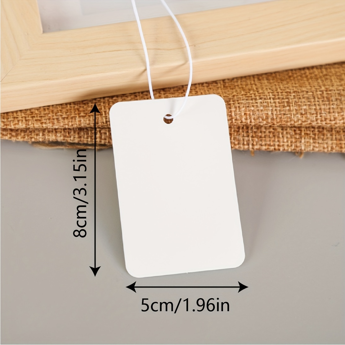 50pcs Blank Gift Tags + 50pcs Cotton Ropes, 3.54*1.77inch/9*4.5cm Kraft  Paper Rectangular Hanging Tags, Gift Tags, Thank You Tags