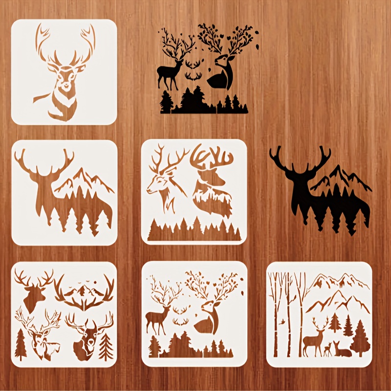  Mountain Stencils for Painting on Wood Burning Stencils and  Patterns Reusable Nature Deer Tree Stencils for Crafts Canvas Furniture  Wall Drawing Pattern Decorative (Mountain) : Arts, Crafts & Sewing