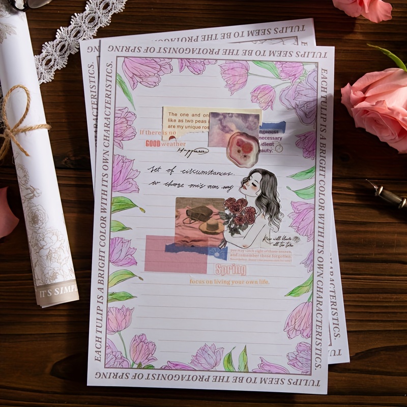 Retro Flower Character Hand Account Material Paper Vintage - Temu