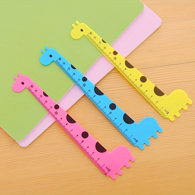 Three-color Cartoon Ruler Student Stationery Ruler Giraffe Shape