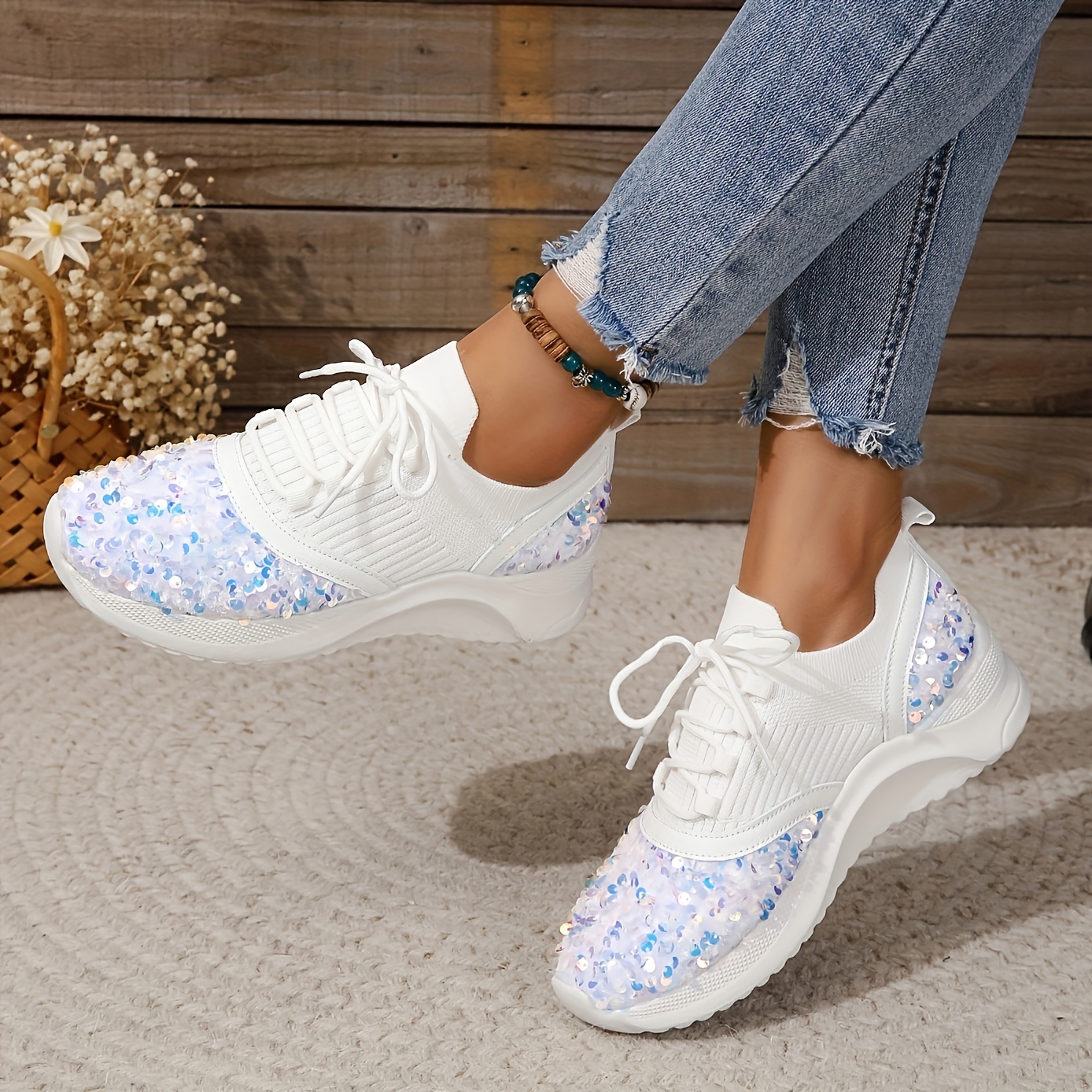 Women's Trainers Athletic Shoes Sneakers Outdoor Daily Sequins