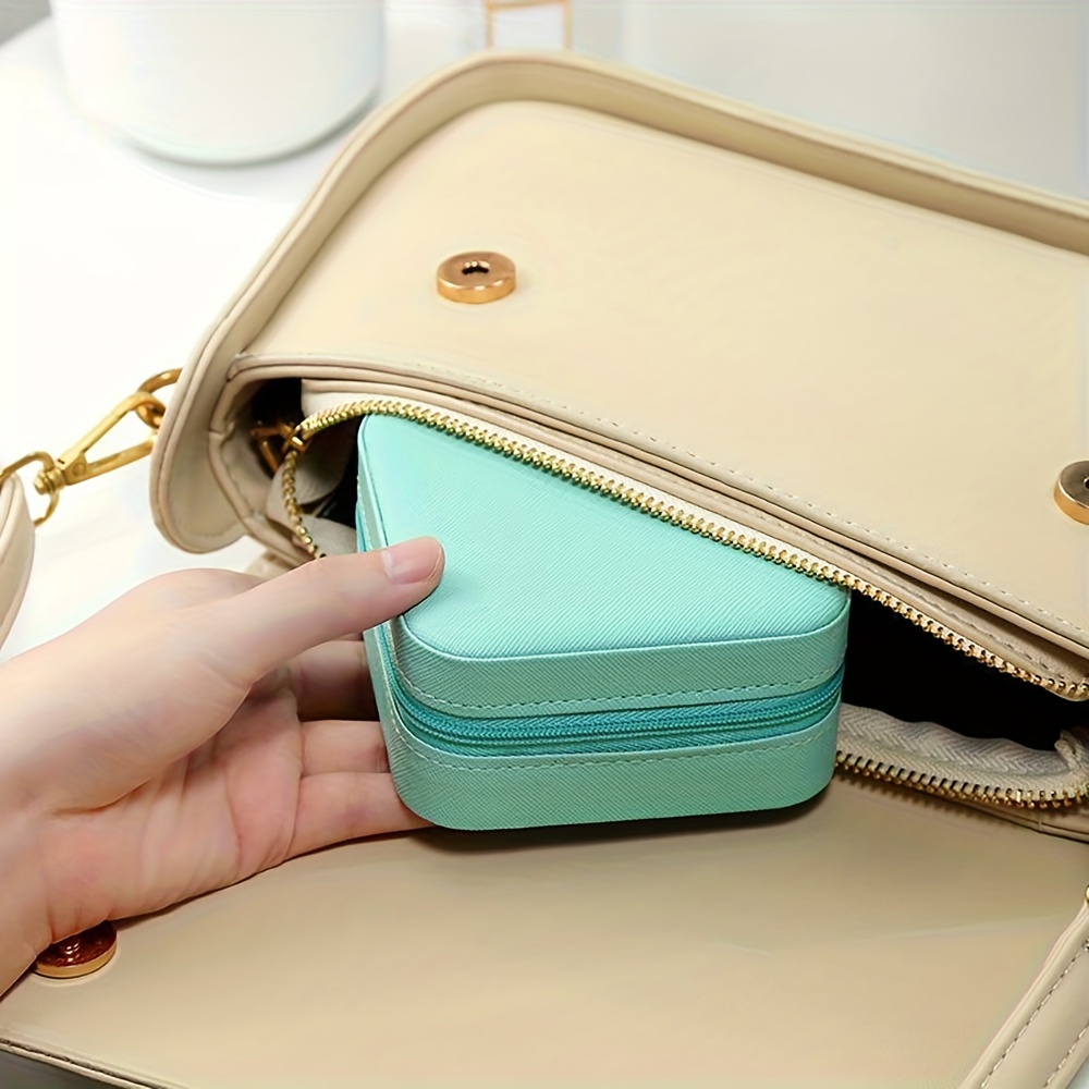 1pc portable jewelry box anti oxidation travel zipper storage box home decoration christmas gift new year gift valentines day gift gift for women details 6