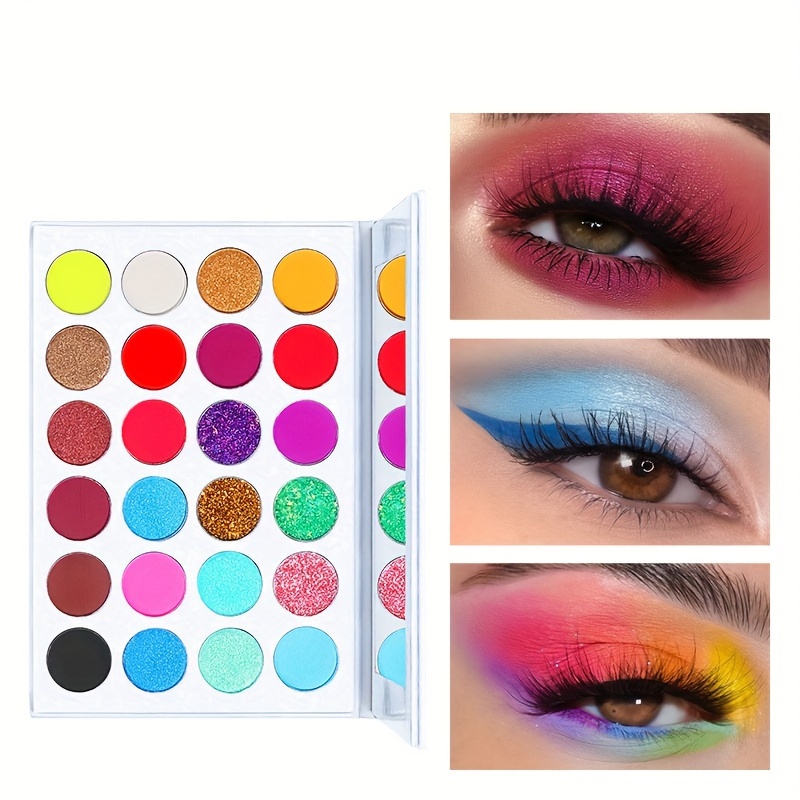 Neon Glitter Eyeshadow Palette Makeup,Afflano UV Glow Blacklight Highly Pigmented Palette Eye Shadow Pallets,Matte Bright Colorful Rainbow Blue Red