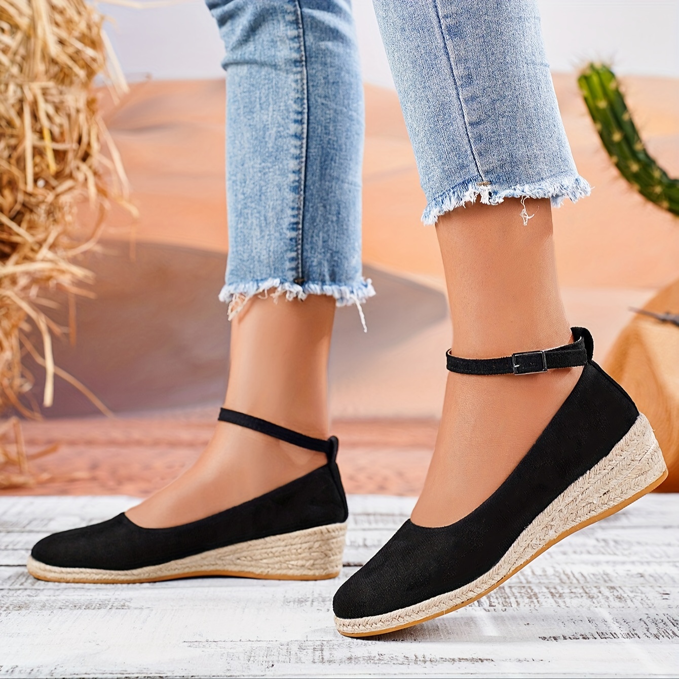 scarpe basse eleganti donna nere espadrilla cinturino Temu Italy