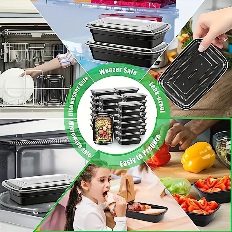 TIYA - Contenedores de comida para llevar, cajas de almacenamiento de  plástico para llevar, reutilizables, aptos para microondas, lavavajillas, a