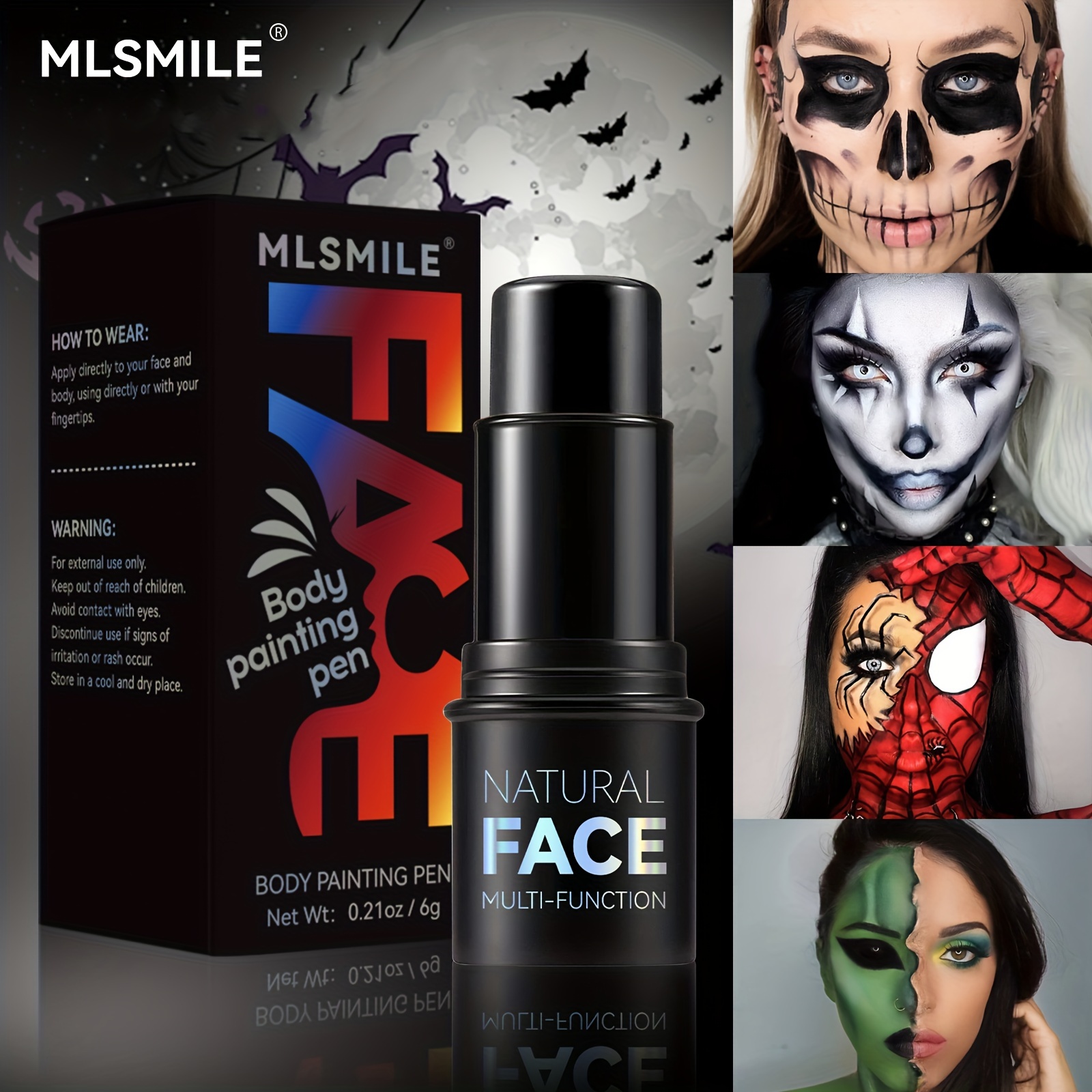 Black Face Painting Stick Halloween Face Makeup Easy - Temu