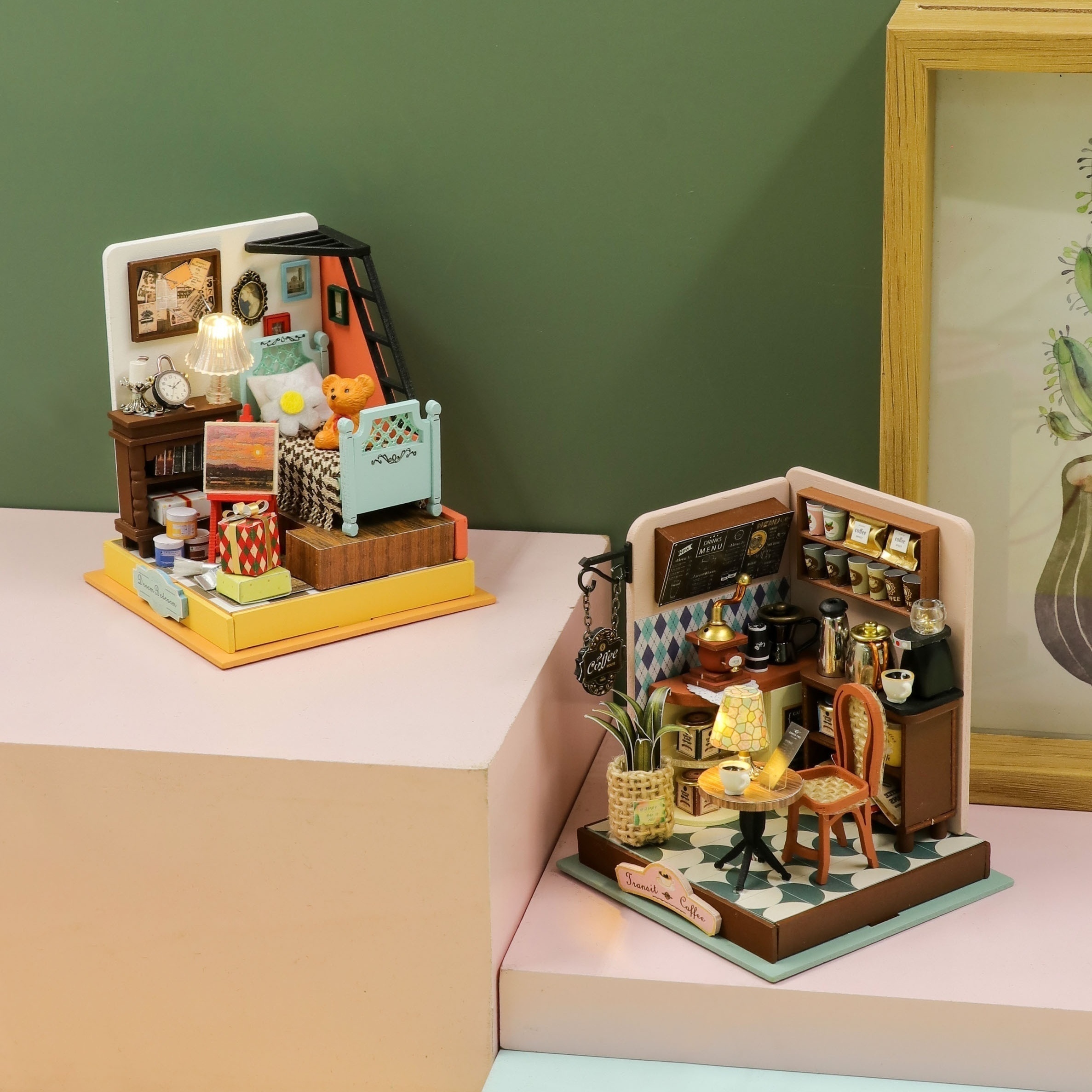  ROBOTIME Dollhouse Kit Miniature DIY Library House