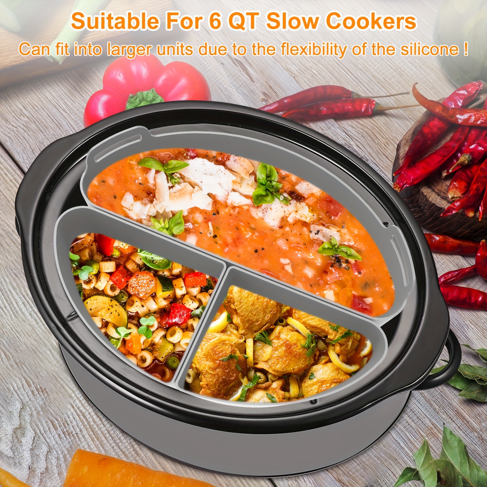 Silicone Slow Cooker Liners Fit 6QT Slow Cooker Crock Pot Reusable  Leakproof Dishwasher Safe Crock Pot