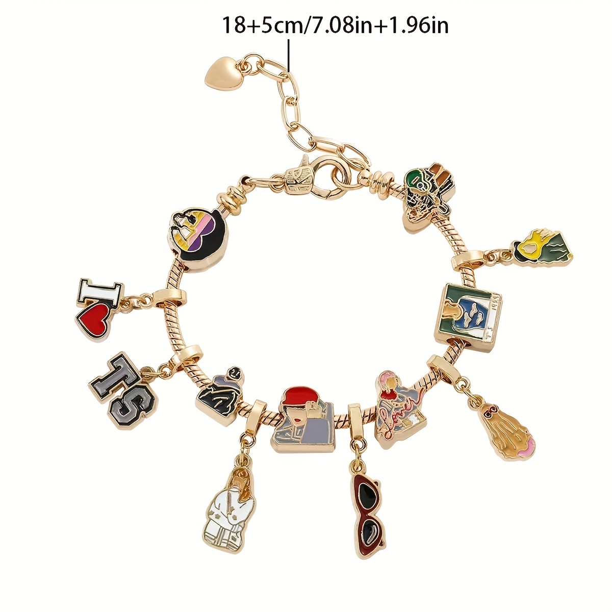 Ts Music Album Charm Beads Bangle Bracelet Diy Jewelry For - Temu