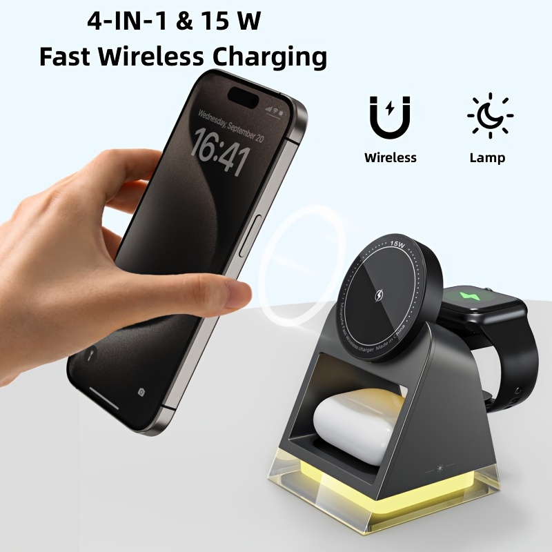 1 Chargeur Sans Fil 4 En 1, Support De Charge Sans Fil Pour Téléphone  Portable, Charge