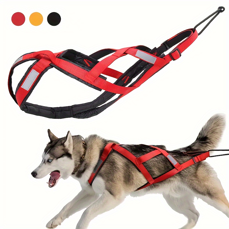 

Dog Harness Dog Sled Harness Reflective Pet Weight Pulling Sledding Harness Adjustable X Shaped Back Harness For Medium And Large Dogs