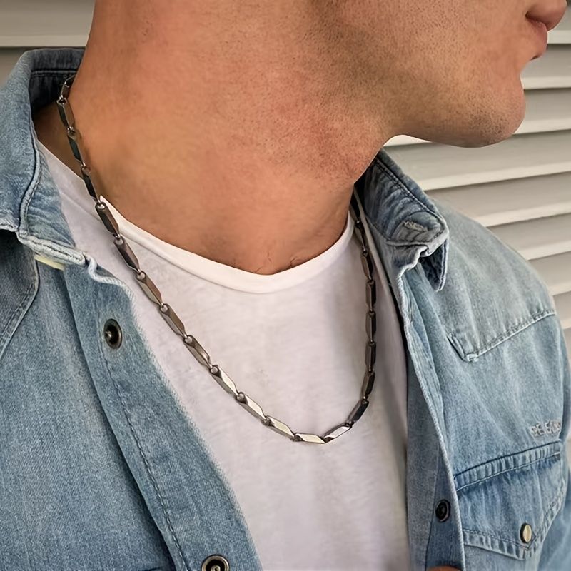 Width 3mm 0 118 Inch Stainless Steel Rolo Chain High Quality Silver Color Bamboo Chain Necklace Men Jewelry 50cm inch 60cm 24inch Clothing Shoes Jewelry Temu