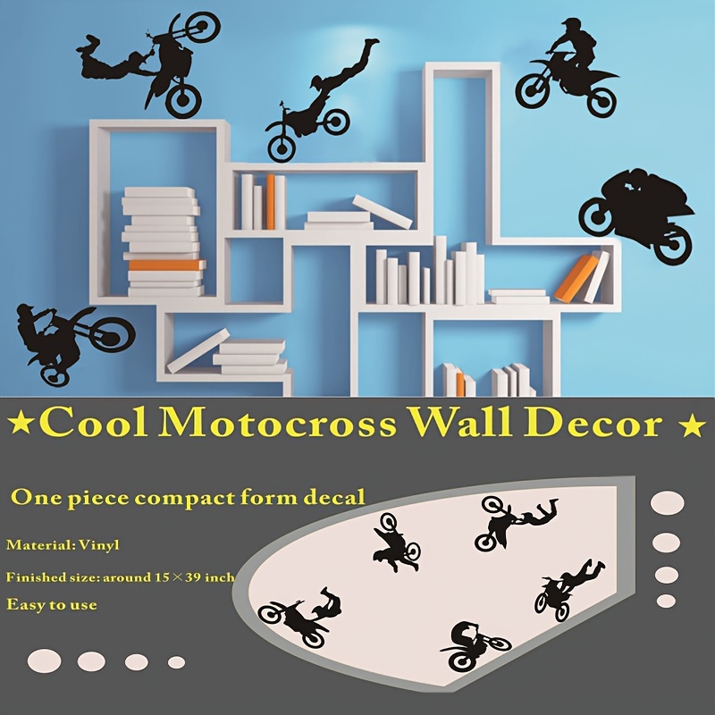 Pegatina de pared para silueta de motocross : Herramientas y  Mejoras del Hogar