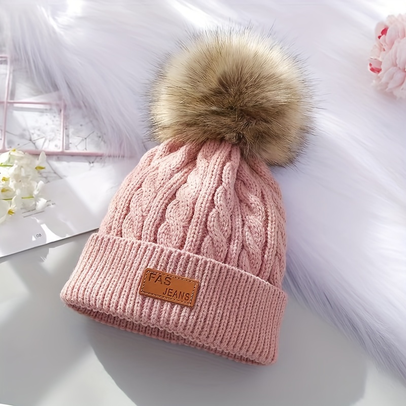 Gorro Invierno Pompón Gorros Punto Acanalados Gruesos Gorro - Temu