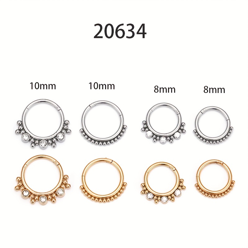 Men's 316L Stainless Steel Zircon Nose and Ear Piercing Ring
