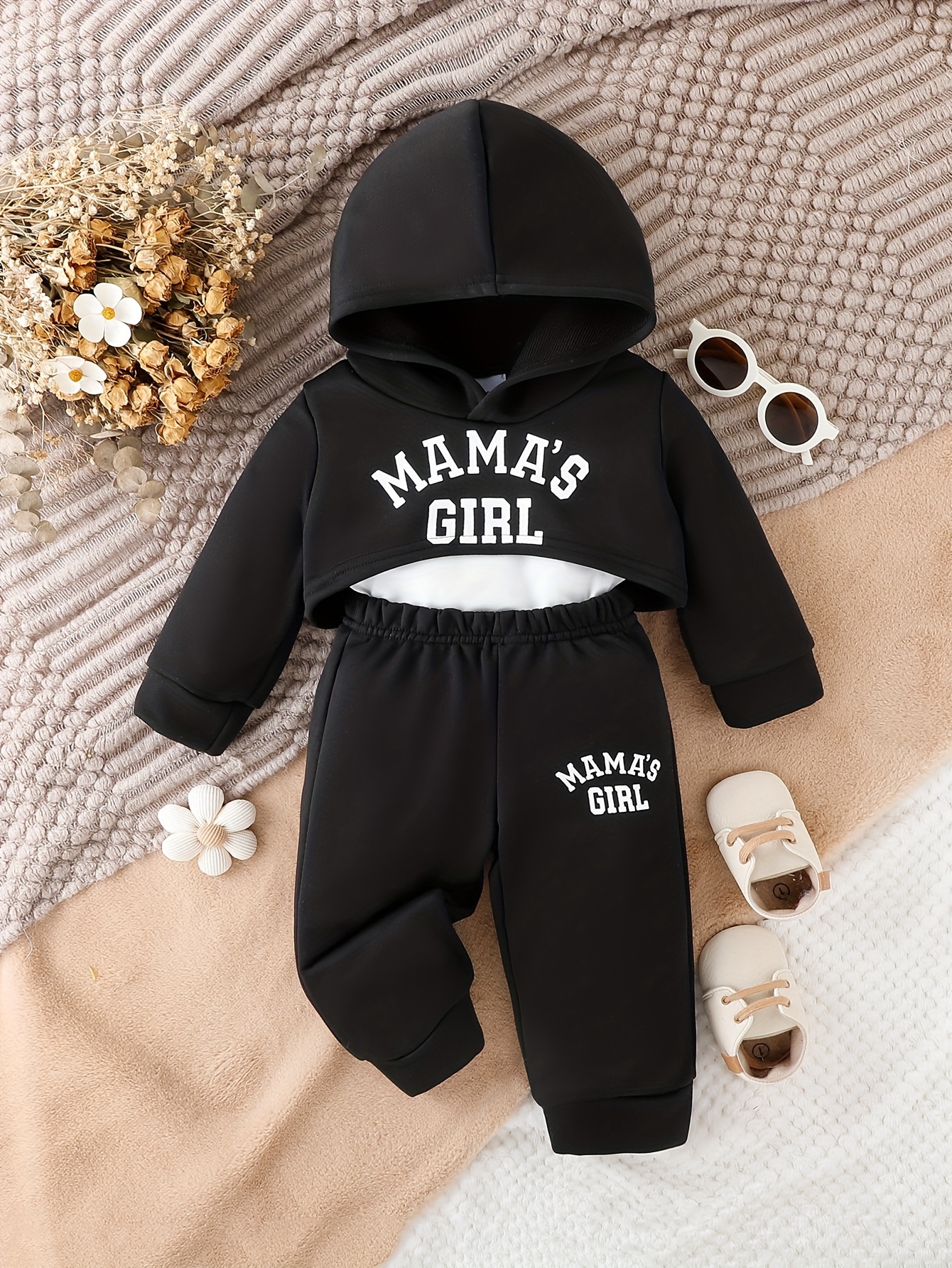 Girl Baby Stylish Letter Print Street Casual Outfits Kids Temu