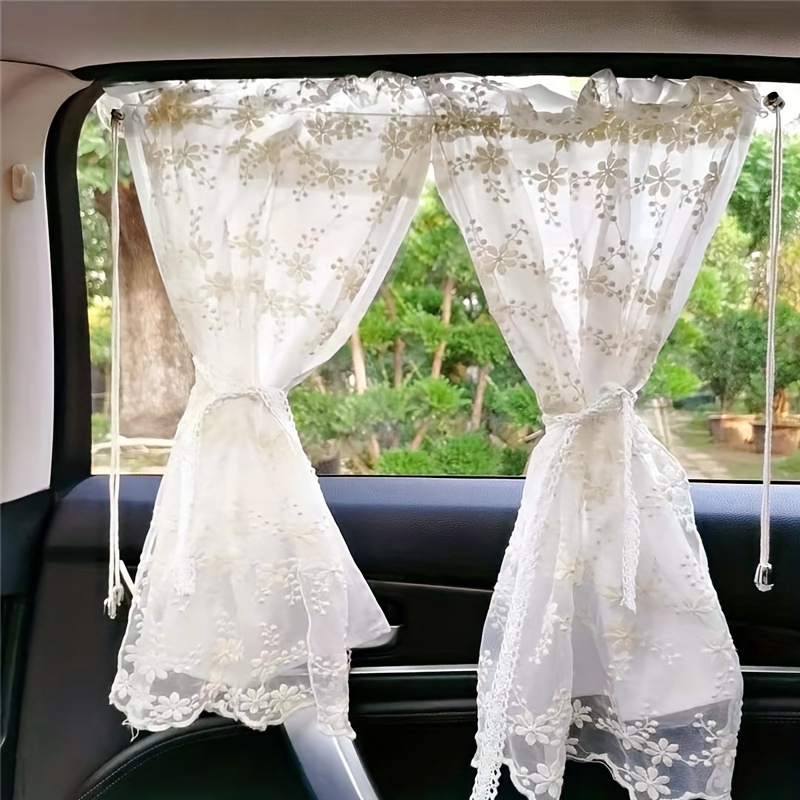 New Embroidered Chrysanthemum Lace Double Layer Car Curtain - Temu