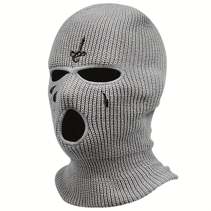 Gothic Embroidery Balaclava Unisex Ski Mask Elastic Knit Hat - Temu Canada