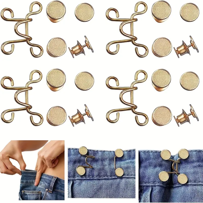 4 Set Pant Waist Tightener, Adjustable Waist Buckle Set, Extra Button For  Jeans To Make Tighter, Button Adjuster For Pants, Jeans, Skirts, Sleeves
