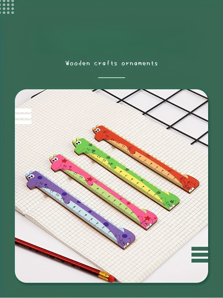 Creative Cute Fresh Wooden Dinosaur Wooden Ruler - Temu