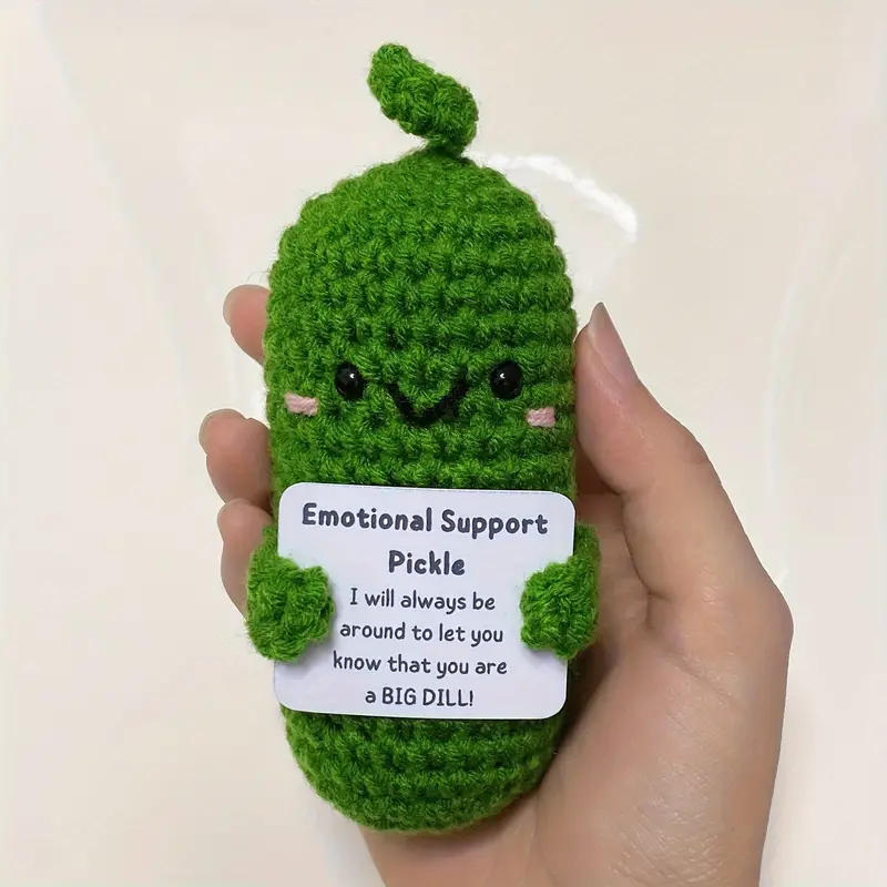 1pc Handmade Gifts Crochet Emotional Support Pickle Positive Potato With  Funny Stickers Cucumber Gift Doll, Shop Now For Limited-time Deals