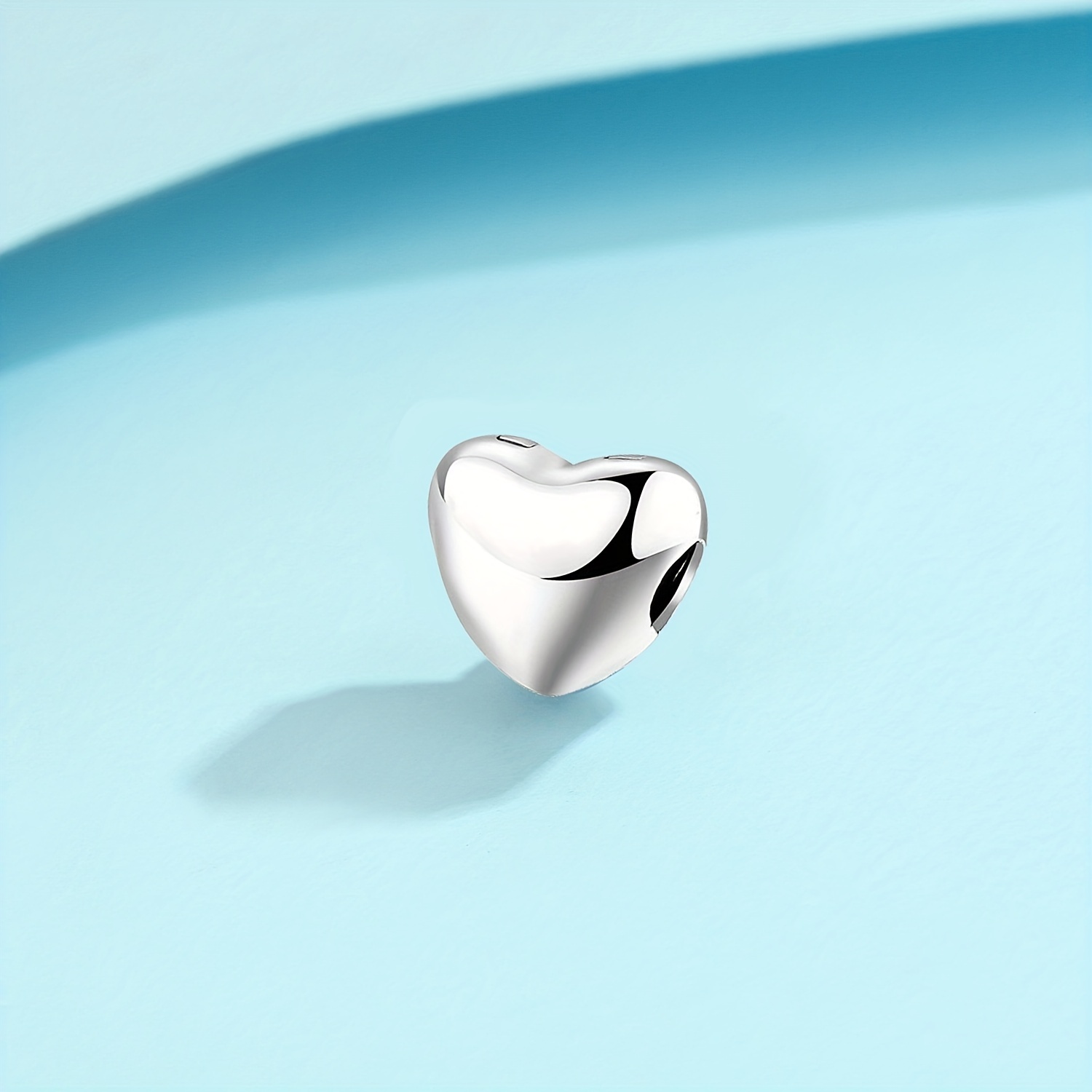 925 Silver Heart Shape Positioning Buckle Charm Beads