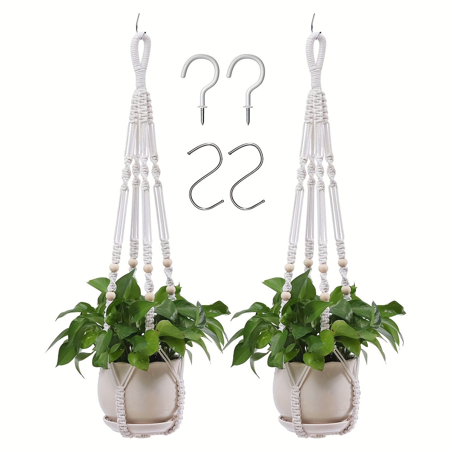 2 Packs Hanging Planters Indoor Outdoor Plant Hangers 35 Inch Handmade  Hanging Basket Flower Pots Stand Holder With 4 Hooks For Home Decor Ceiling  Wall Planters Hanging, Shop Now For Limited-time Deals