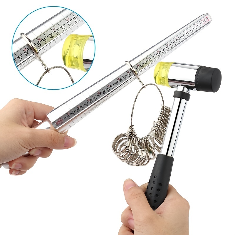 Ring Sizer Set Rubber Mallet Finger Size Measuring US Size 0 13 Ring Pivot