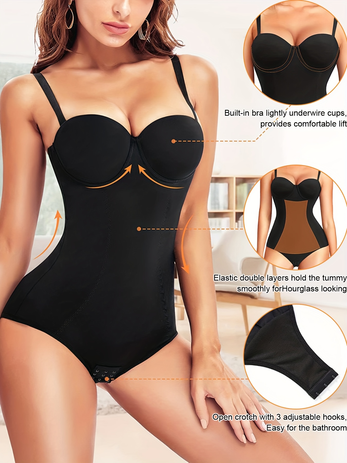 Solid Plunging Shaping Bodysuit Tummy Control Slimmer - Temu