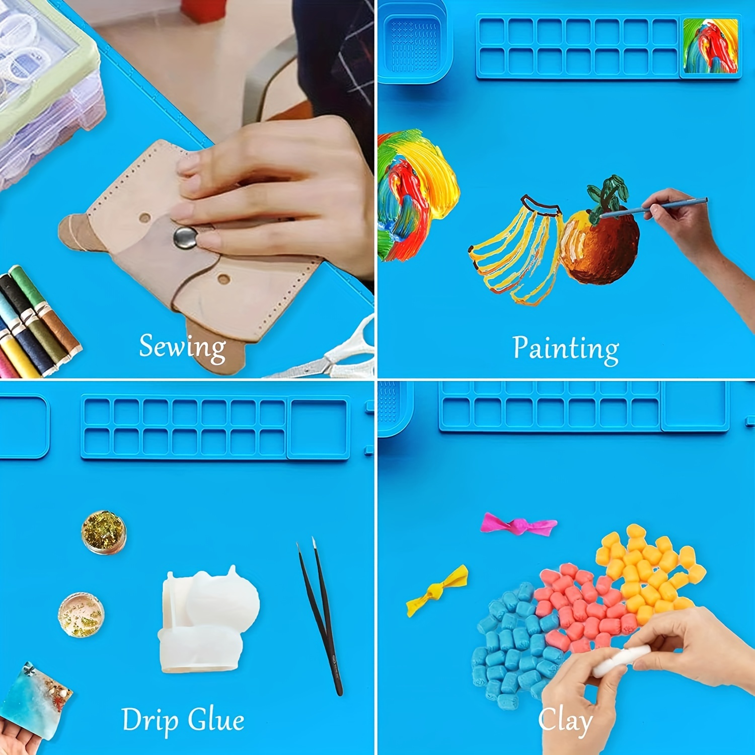 Silicone Craft Mat, Silicone Art Mat With Water Cup Collapsible