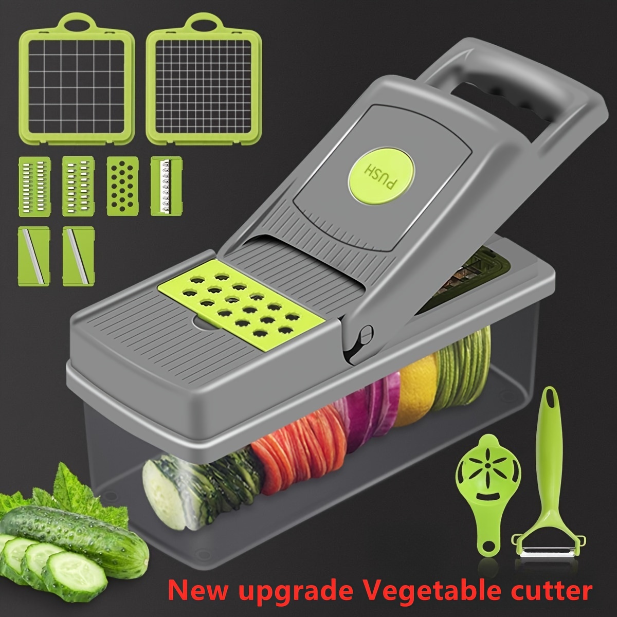 9 in 1 Multifunctional Vegetable Cutter Mandoline Slicer with Drain Basket  Large Capacity Vegetables Chopper Portable Slicer Kitch 