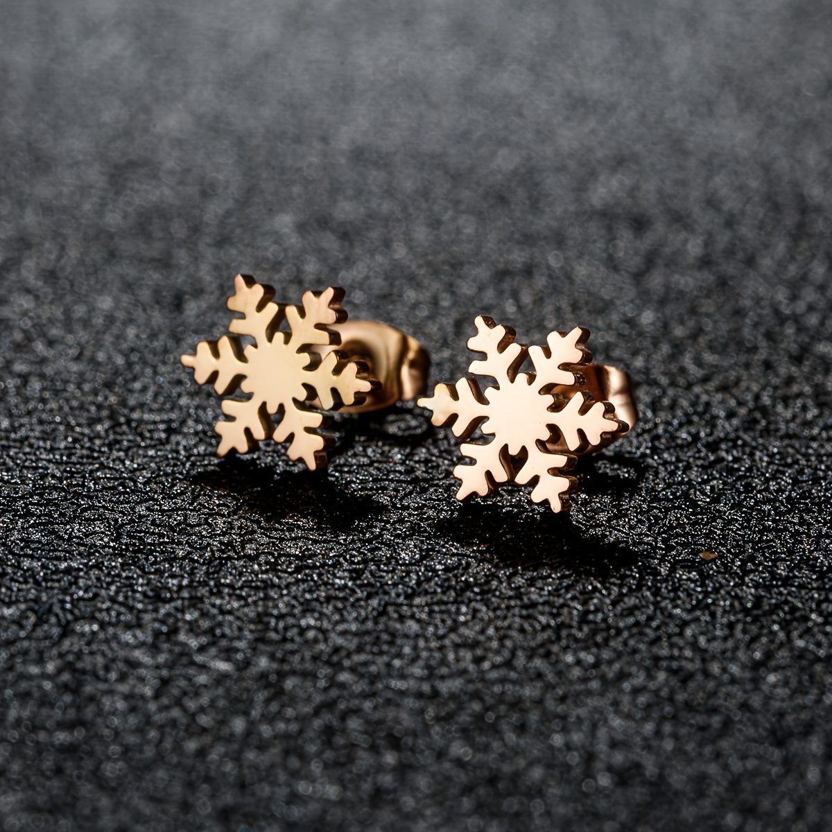 Small Stainless Steel Snowflake Stud Earrings for Women