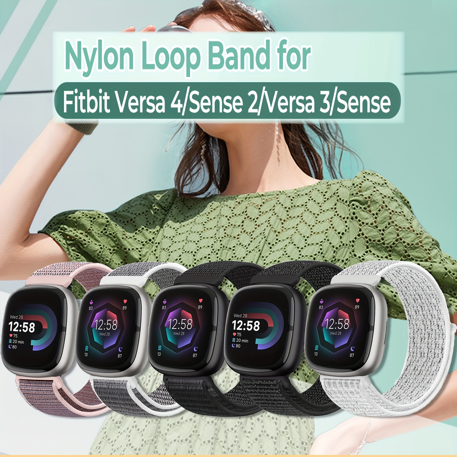Correas compatibles con Fitbit Versa 4 y Sense 2, tela suave y  transpirable, accesorios de repuesto para reloj inteligente Versa4 para  mujeres y