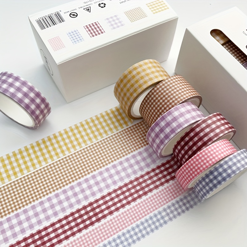 Boxed Basic Style Washi Tape, Simple Plaid Student Hand Account Tape, Hand  Account Decoration Material Meters Temu