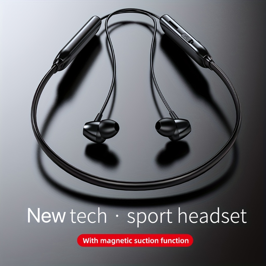 

Wireless Neckband Earphones With Magnetic Design, Dual Stereo, Mic, Noise Reduction, And Long Standby For Sports Music