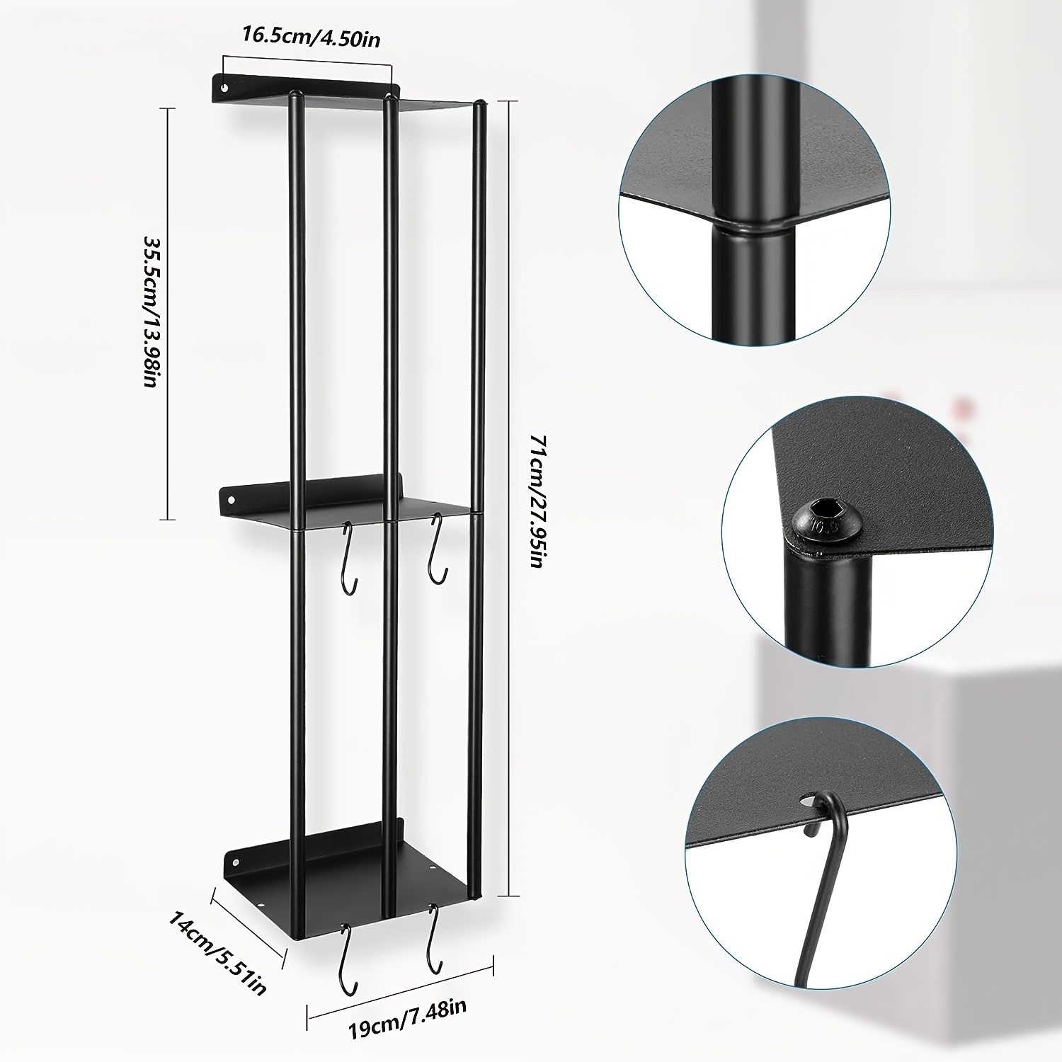 3 Tier Stainless Steel Silver Wall Mount Shelf Bathroom