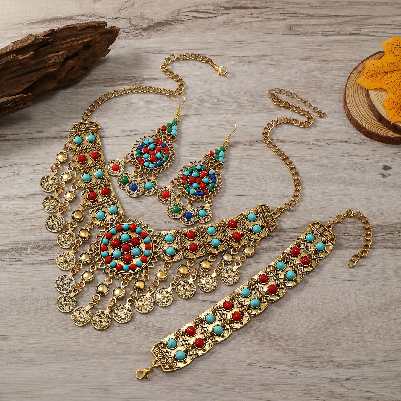 Blue Necklace And Earring Set - Temu
