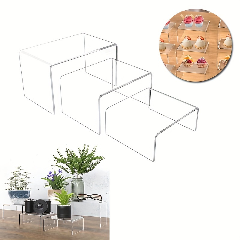 Table Stands for Display Transparent 2 Tier Shelf Organizer with Large  Capacity Reusable Storage Shelf for Bedroom Bathroom