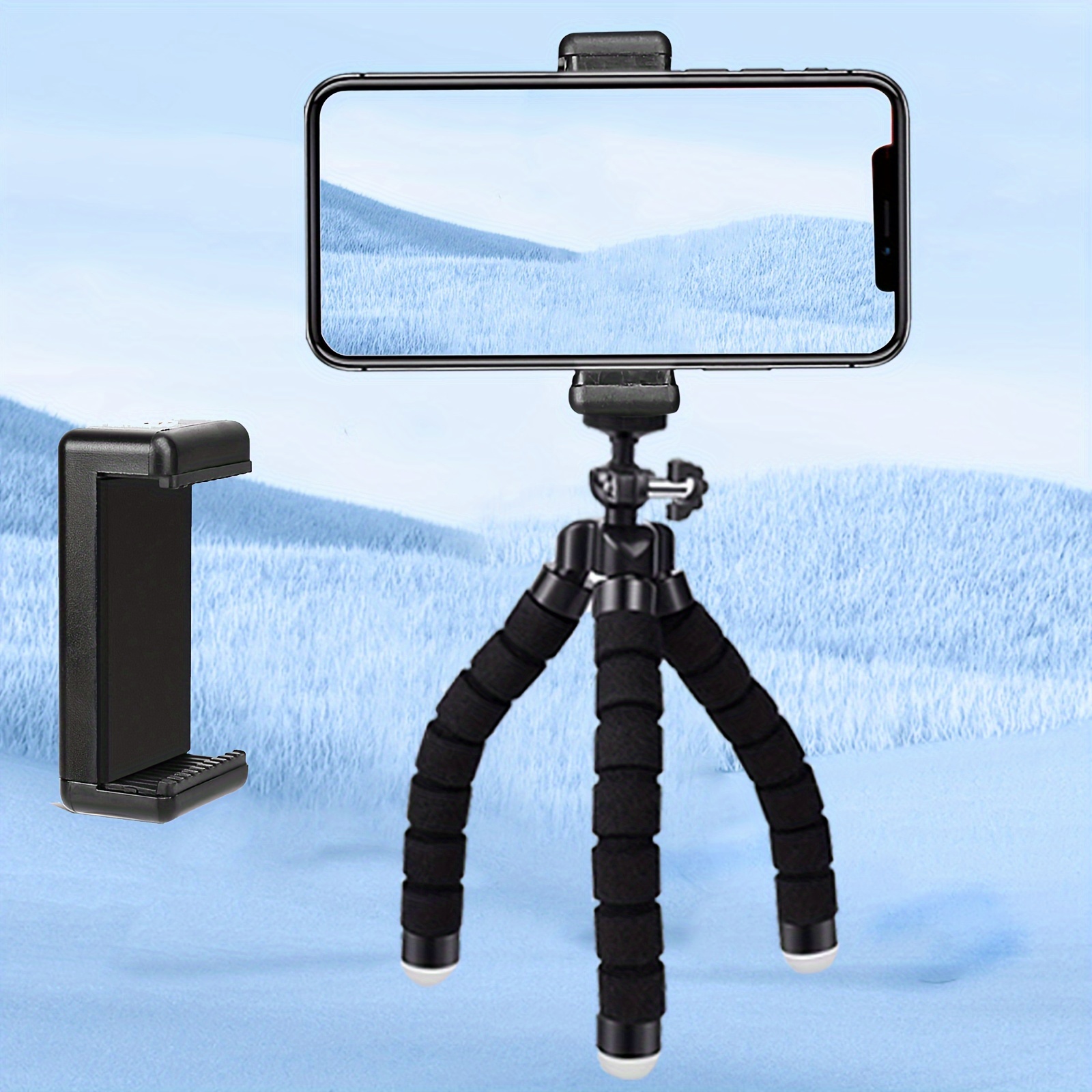 Trépied Smartphone, 129,5 cm Support réglable pour trépied d'appareil Photo  avec Support téléphone Portable et obturateur à Distance, Compatible avec